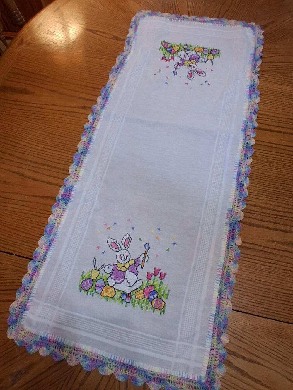 Embroidered Easter Bunny Table Runner